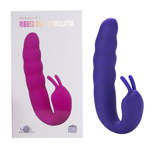 Фиолетовый вибратор Howells Ribbed Dual Stimulator 183314 purple (17 см)