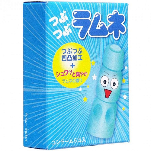 Голубые презервативы с ароматом лимонада Sagami Studded Lemonade №5 (5 шт)