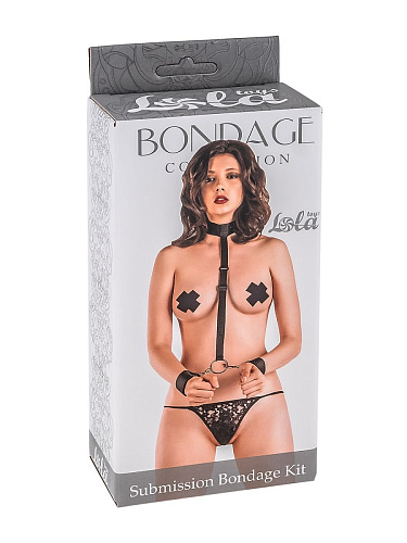 Ошейник с длинной лентой и отстегивающимися наручниками Submission Bondage Kit Plus size Lola toys 1059-02lola