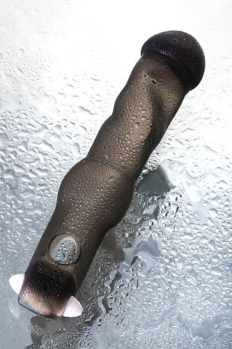 Закрытая, дымчатая фаллическая насадка на пенис с кольцом для фиксации вибропулей ToyFa 748028