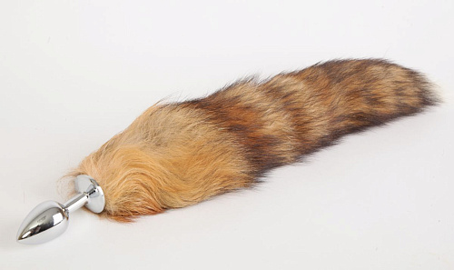 Серебристая анальная пробка с длинным хвостом 4sexdreaM «Королевская лиса» 47077-1