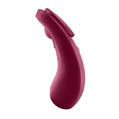 Бордовый бесшумный вибромассажёр в трусики Satisfyer Sexy Secret J2018-98