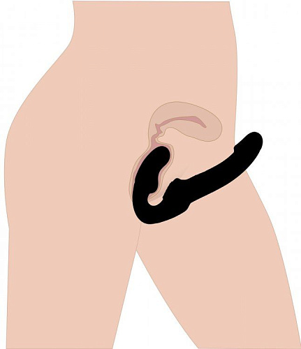 Чёрный безремневой страпон XR Brands Revolver AE169