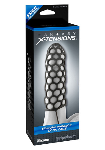 Чёрная насадка-сетка Pipedream Silicone Warrior Cock Cage PD4139-23 (13,3 см)