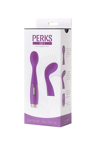 Фиолетовый вибратор с 2 сменными насадками Le Stelle PERKS SERIES EX-1LS12210