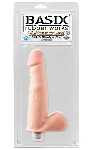 Вибратор-реалистик с мошонкой телесного цвета Pipedream Vibrating Dong PD4242-21 (21,5 см)