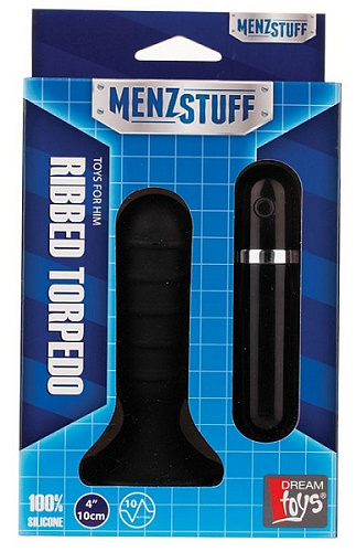 Чёрная анальная вибропробка с рёбрышками Dream Toys 20723 (10 см)