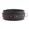 Чёрный ошейник из натуральной кожи с шипами и D-колечком БДСМ арсенал 55050ars
