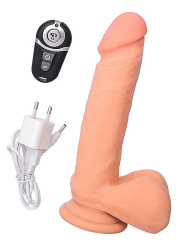 Перезаряжаемый вибратор-реалистик с пультом ДУ телесного цвета ToyFa 987002 (17 см)