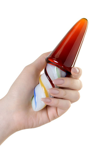 Разноцветная коническая стеклянная анальная втулка Sexus Sexus Glass 912291 (16 см)