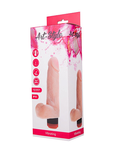 Упругий вибратор телесного цвета с большой мошонкой LOVETOY (А-Полимер) ART-Style №14 003907ru (18 см)