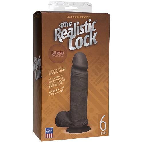 Реалистичный фаллоимитатор коричневого цвета Doc Johnson The Realistic Cock ULTRASKYN 6” 0276-03-BX (17,3 см)