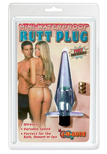 Нежно-голубая анальная пробка с вибрацией Pipedream Mini Waterproof Butt Plug PD2825-14 (12,1 см)