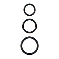 Набор из трех чёрных эрекционных колец Pipedream Silicone 3-Ring Stamina Set PD5912-23