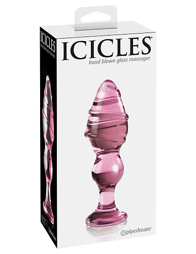 Розовый стеклянный анальный стимулятор Pipedream ICICLES №27 PD2927-00 (14 см)
