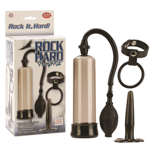 Дымчатая вакуумная помпа с плугом и кольцом California Exotic Novelties Rock Hard Pump Kit SE-1025-00-3