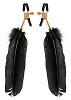 Зажимы на соски с крупными чёрными пёрышками Pipedream GOLD FEATHER NIPPLE CLAMPS PD3997-23