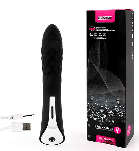 Чёрный стильный вибромассажёр с 7 режимами пульсации Xuanai 8223NA-2 (20 см)