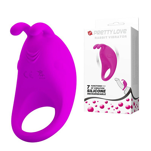 Лиловое эрекционное кольцо с вибрацией Baile Rabbit Vibrator BI-210152-1