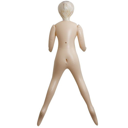 Надувная секс-кукла телесного цвета Doc Johnson Vivid Superstar Janine 3-Hole Doll with Realistic Face 5587-01-BX