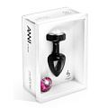 Чёрный анальный плаг с 2 сменными кристаллами DIOGOL Anni Magnet T1 Black cristal/fushia 9020060058 (6 см)