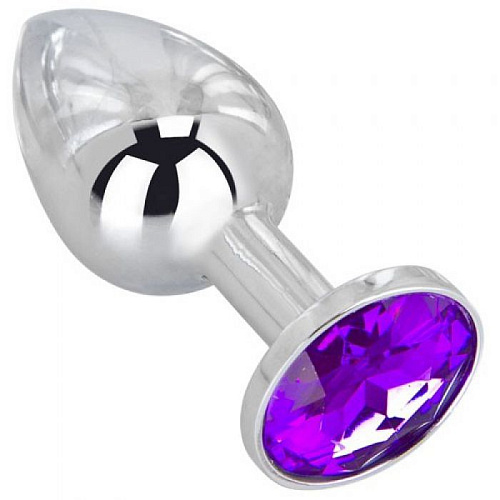 Анальная пробка с фиолетовым кристаллом Anal Jewelry Plug BUTT PLUG Small SM-04 (7 см)