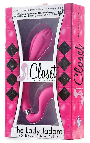 Розовый изогнутый вибромассажёр Closet Collection THE LADY JADORE 390018 (19 см)