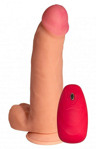 Телесный реалистичный вибратор с пультом Сумерки богов №73 3204-73 BX DD (20 см)