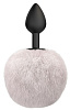 Чёрная анальная пробка с белым пушистым хвостиком Lola toys Fluffy 4017-01lola