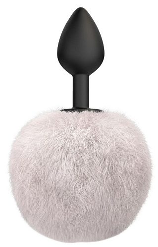 Чёрная анальная пробка с белым пушистым хвостиком Lola toys Fluffy 4017-01lola