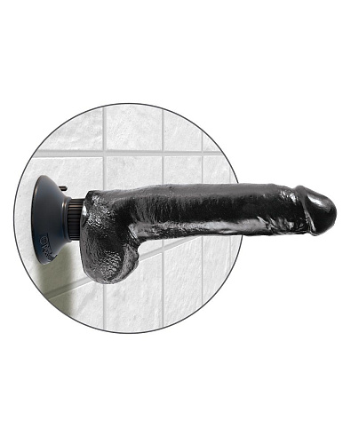 Чёрный виброфаллос со съЁмной присоской Pipedream 9 Vibrating Cock with Balls PD5408-23 (22,9 см)