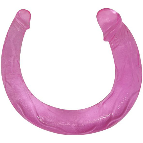 Розовый двусторонний фаллоимитатор из упругого геля Baile BI-040060 (42 см)