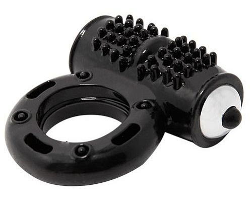 Чёрное эрекционное кольцо с 10 режимами вибрации Baile BI-014355