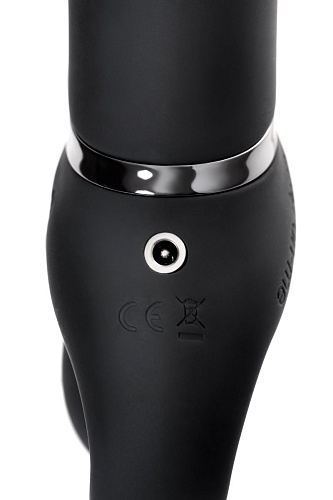 Чёрный безремневой вибрострапон Strap-on-me Silicone Bendable Strap-On M 6013953