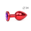 Коническая красная анальная втулка с кристаллом фиолетового цвета Anal Jewelry Plug RM-04 (8,2 см)