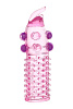Гелевая розовая насадка с шариками, шипами и усиком ToyFa 818027-3 (11 см)