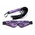 Кружевной набор пурпурного цвета: маска и флоггер ToyFa 716043