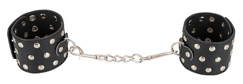 Чёрные наручи с фиксацией цепочкой на двух карабинах Orion Bad Kitty 2492059 1001