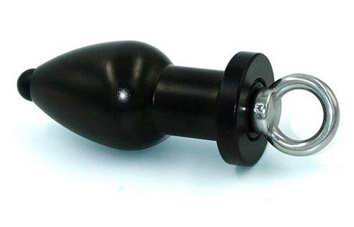 Чёрная полая анальная втулка с вставным поршнем Kanikule KL-ETAL05