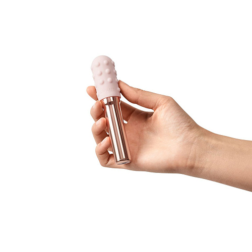 Пудровый жезловый вибратор с двумя нежными насадками Le Wand Grand Bullet LW-013-RG