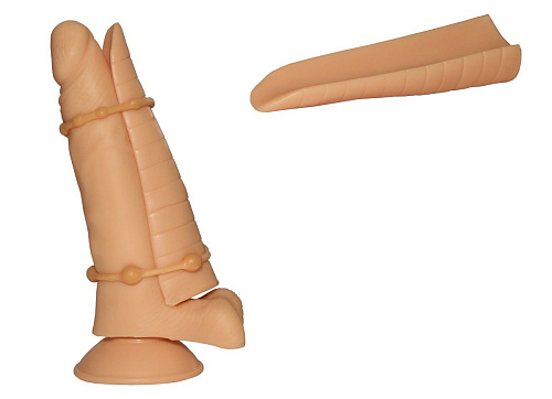 Набор для усиления эрекции телесного цвета: эректор и 3 кольца Сумерки богов 5000-00 CD DD