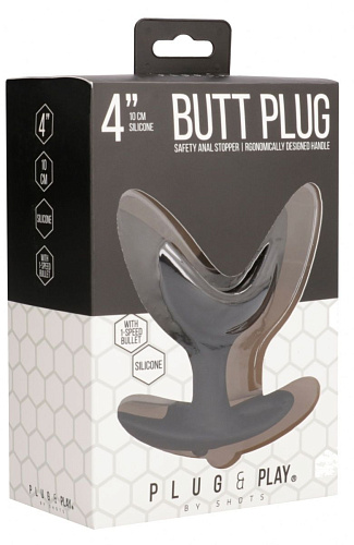 Чёрная анальная пробка-эспандер Shots Media BV Split 6 PLU016BLK (10,5 см)