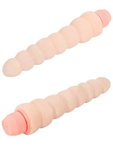 Телесный гнущийся вибратор ребристой формы Eroticon 30334 (18,2 см)