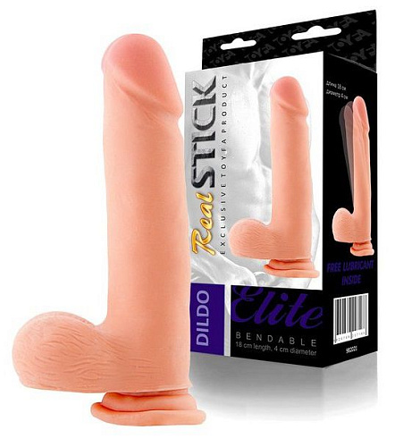 Гнущийся телесный фаллоимитатор на присоске ToyFa 982021 (18 см)