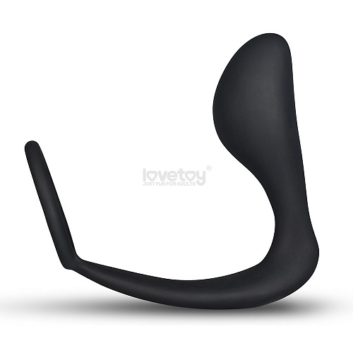 Чёрная анальная втулка с кольцом для пениса Lovetoy Combo Orgazm LV2615