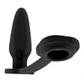 Чёрная анальная пробка-конус с эрекционным кольцом Shots Media BV SONO №1 SON001BLK