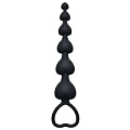Чёрная анальная цепочка Lola toys Heart s Beads Black 4101-03Lola (18 см)