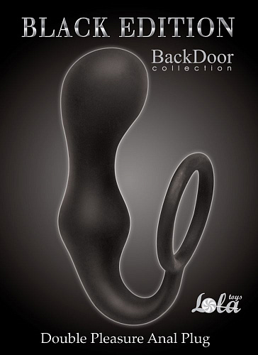 Чёрное эрекционное кольцо с анальной пробкой Lola toys Double Pleasure Anal Plug 4217-01Lola