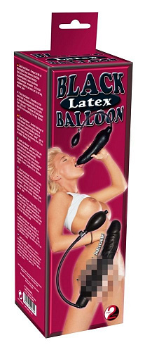 Латексный фаллоимитатор чёрного цвета с функцией подкачки Orion Black Latex Balloon 05257400000 (23 см)