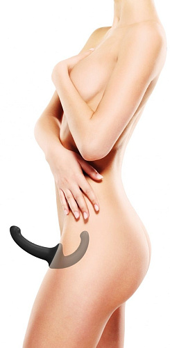 Чёрный безремневой страпон Shots Media BV Silicone Strapless Strapon OU322BLK